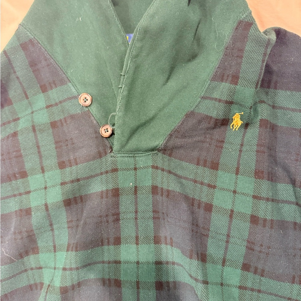 Polo by Ralph Lauren Dark Green & Navy Plaid sweatsuit set - Picture 8 of 10